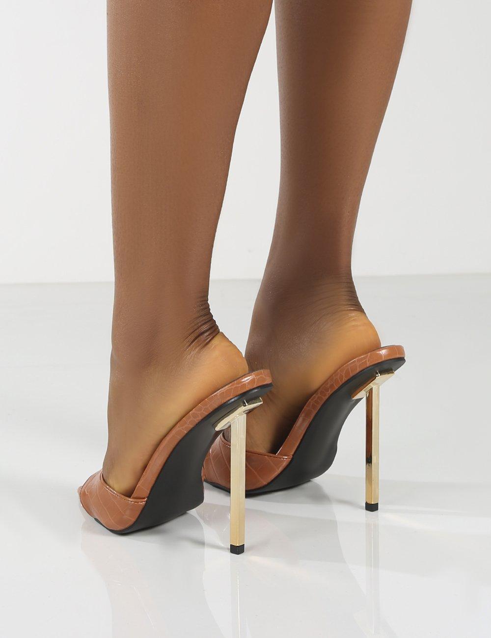 tan croc heels
