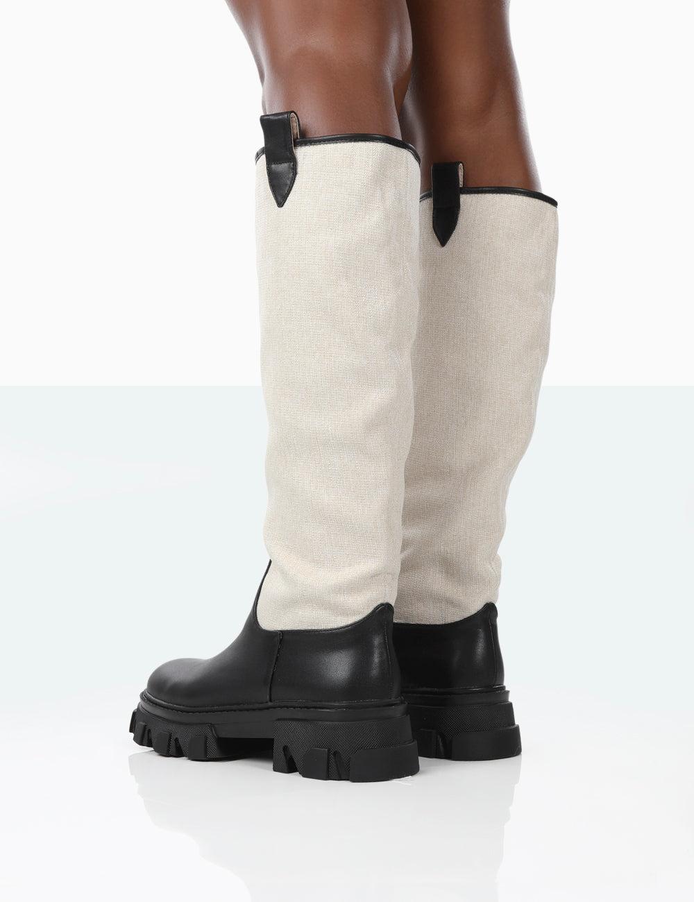 Public Desire Genius Black Pu Knee High 