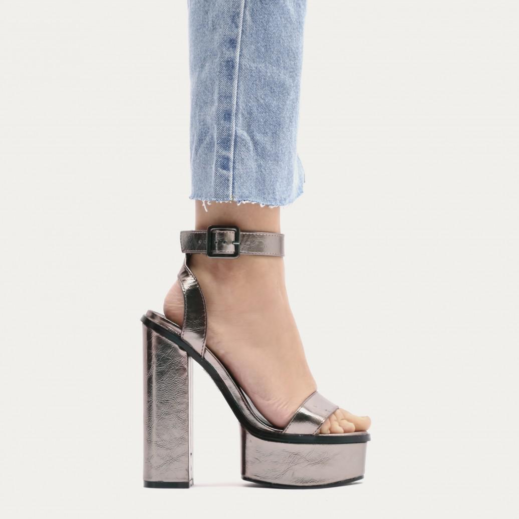 pewter platform heels