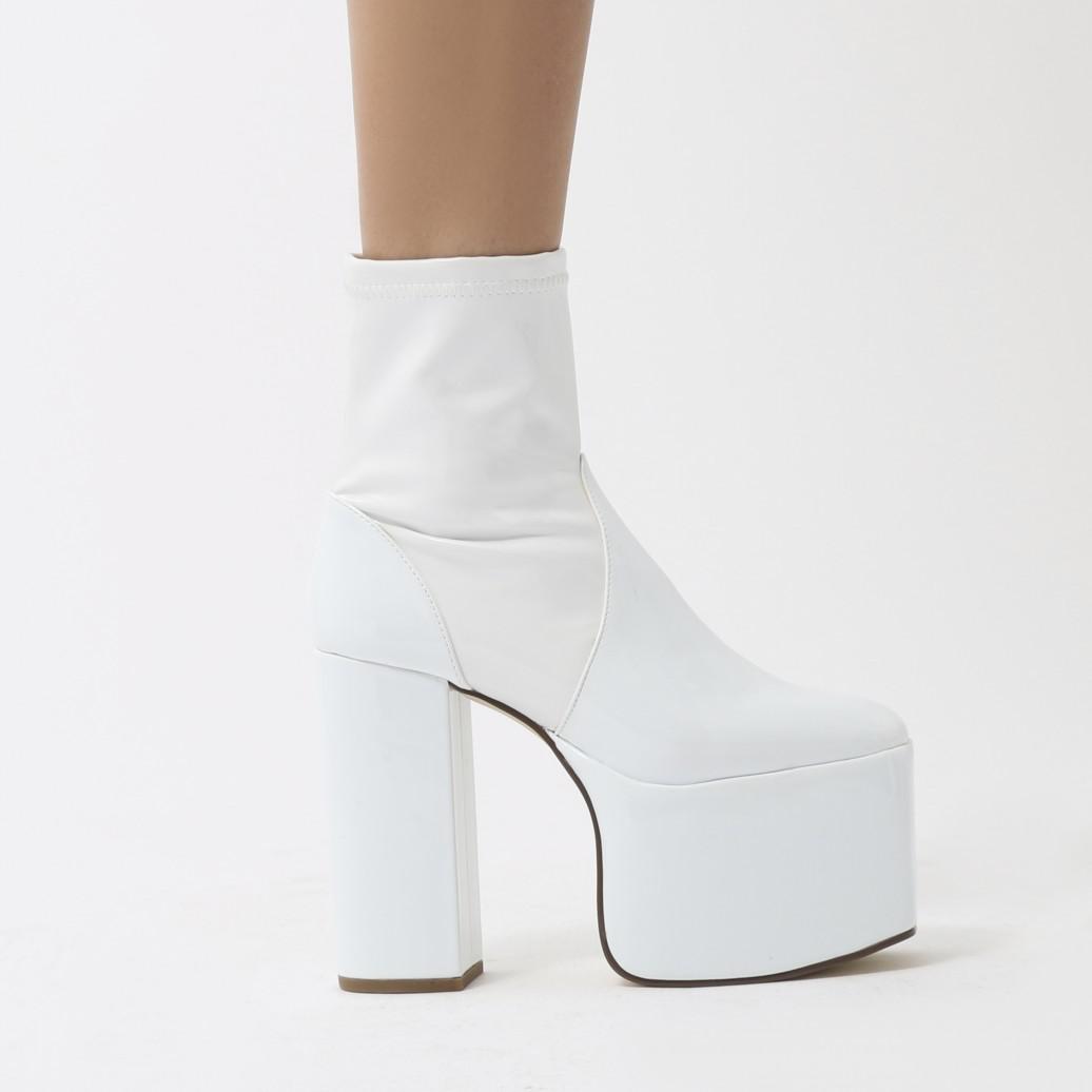 all white platform boots