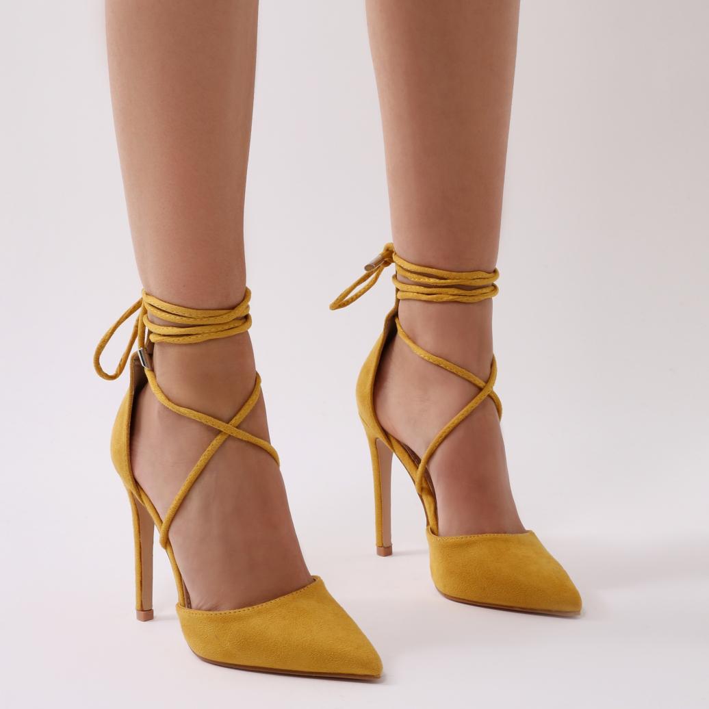 mustard pointed heels