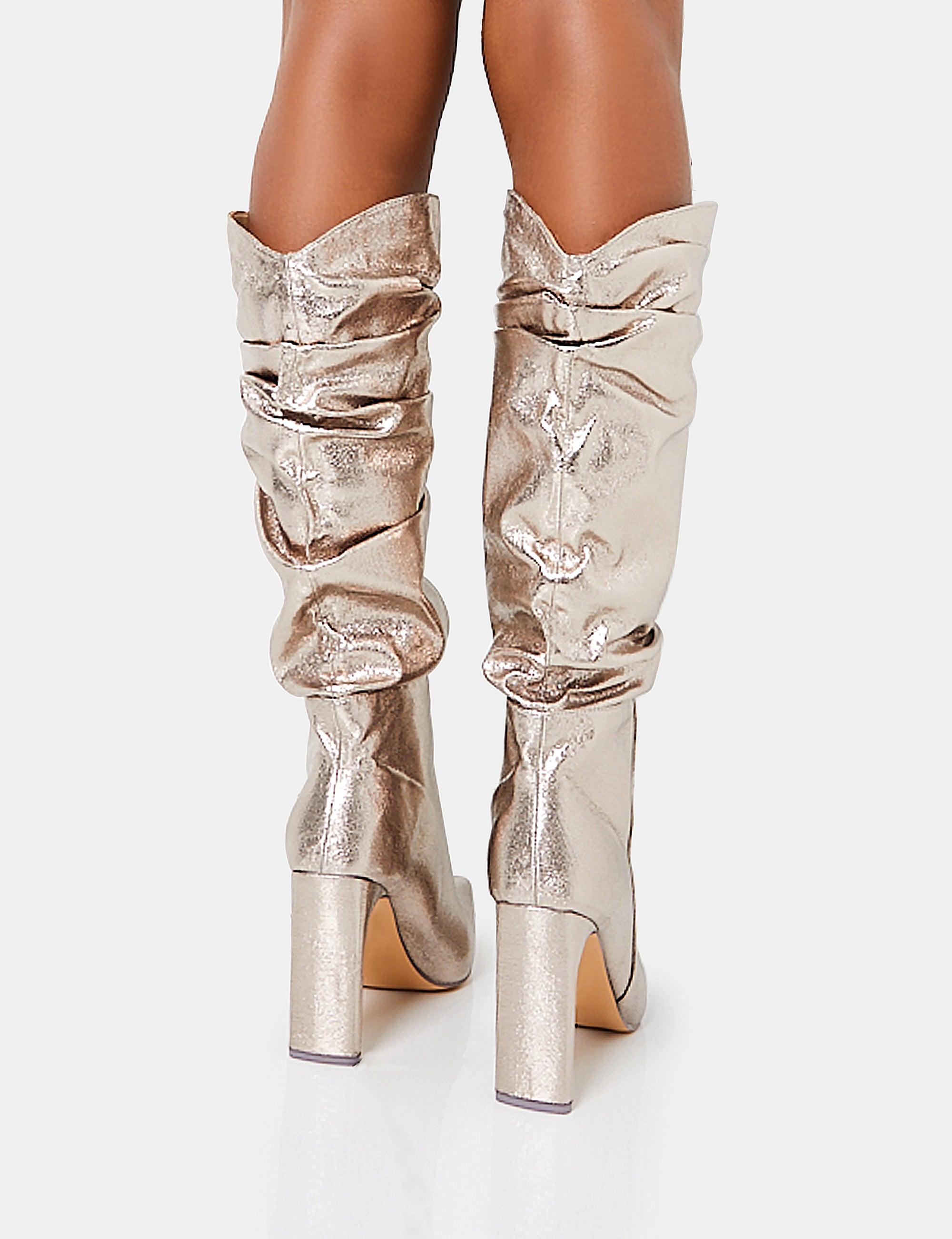 Metallic silver boots shop