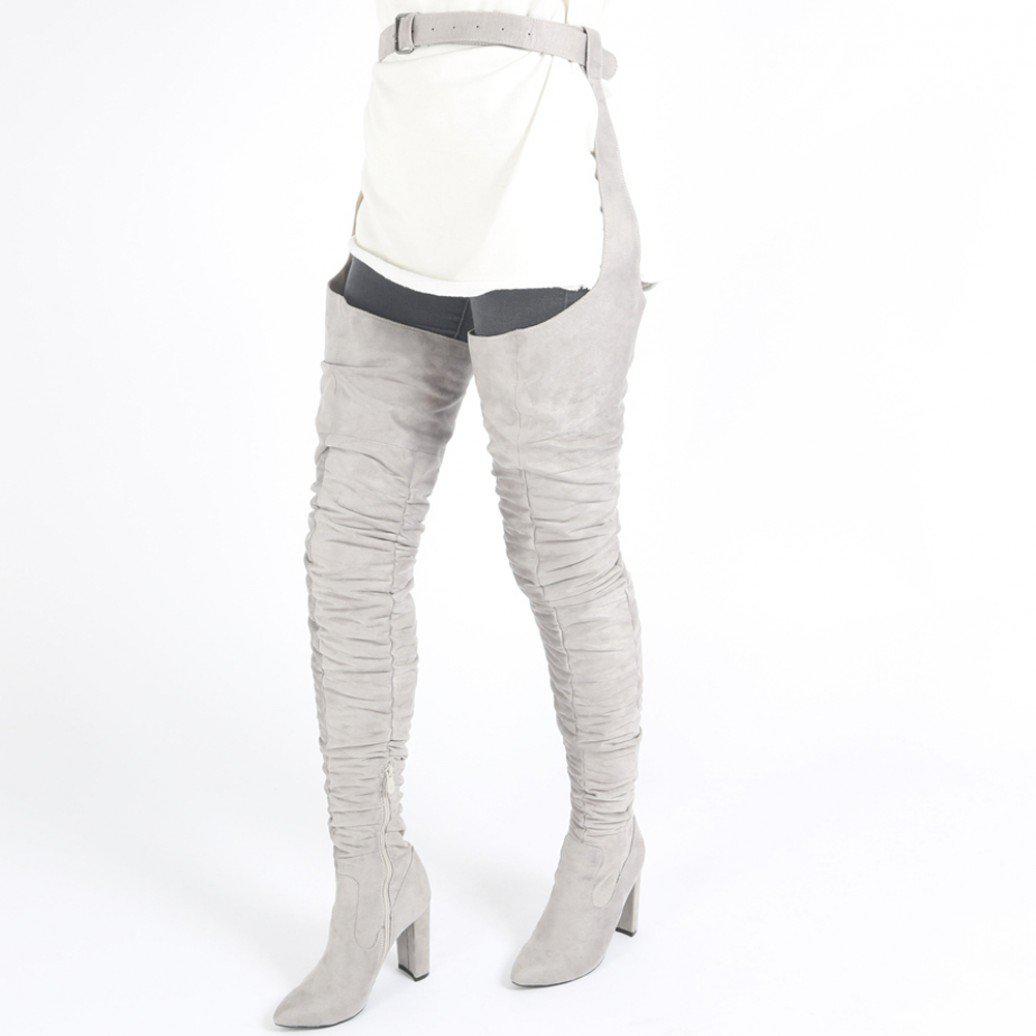 waist belted over the knee boots