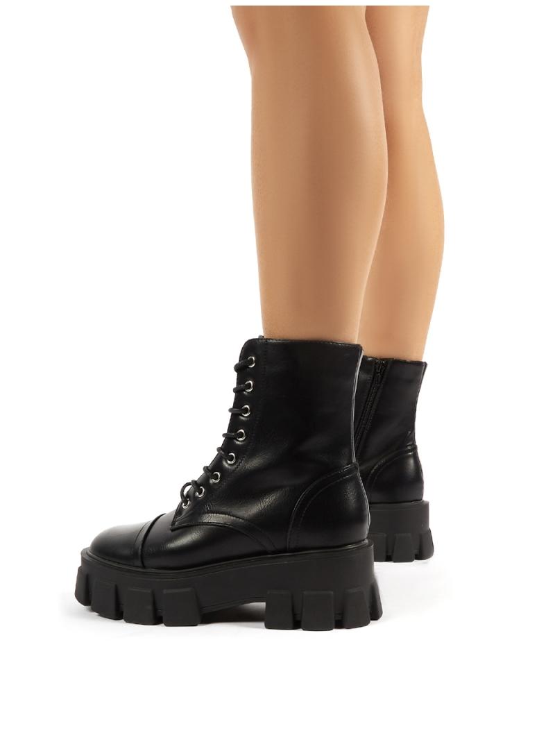 platform ankle boots with track sole
