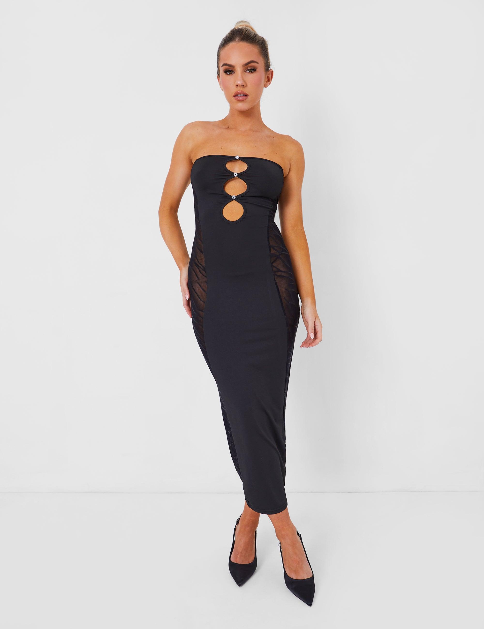 Public Desire Mesh Lace Bandeau Midaxi Dress Black in Blue Lyst UK