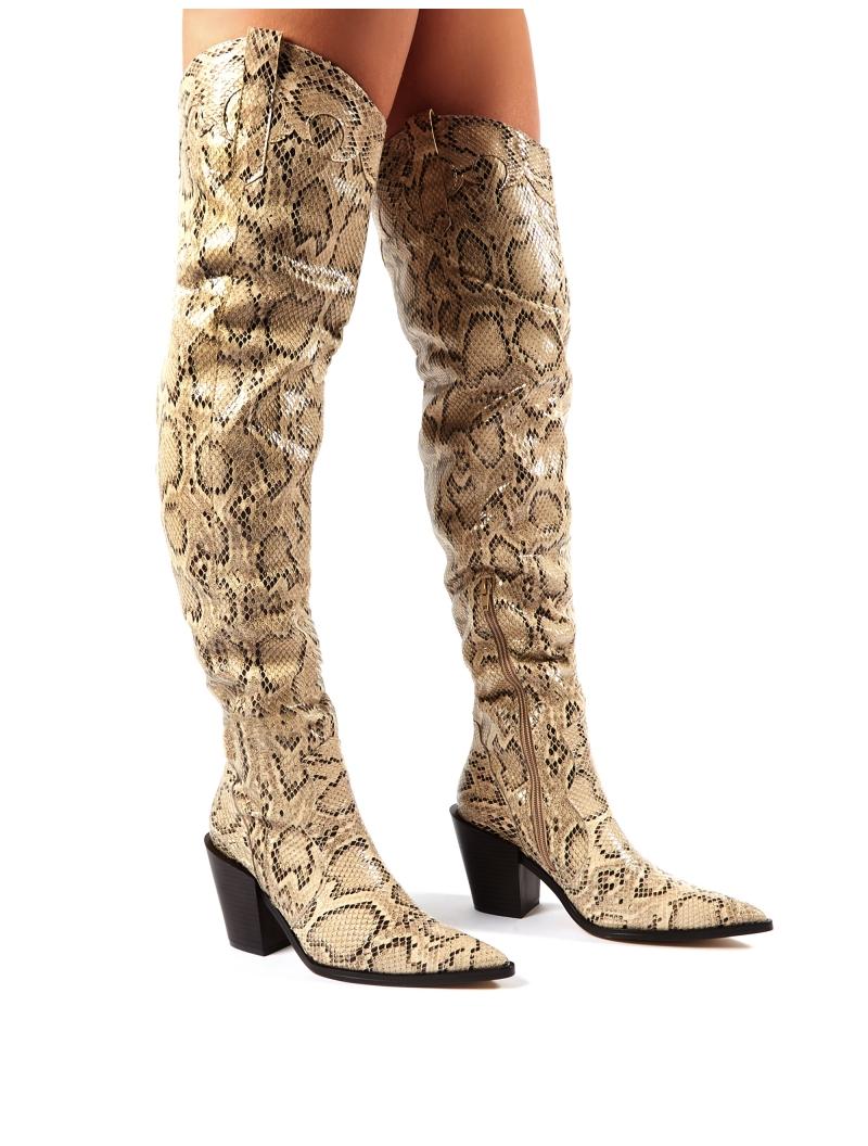 over the knee snakeskin