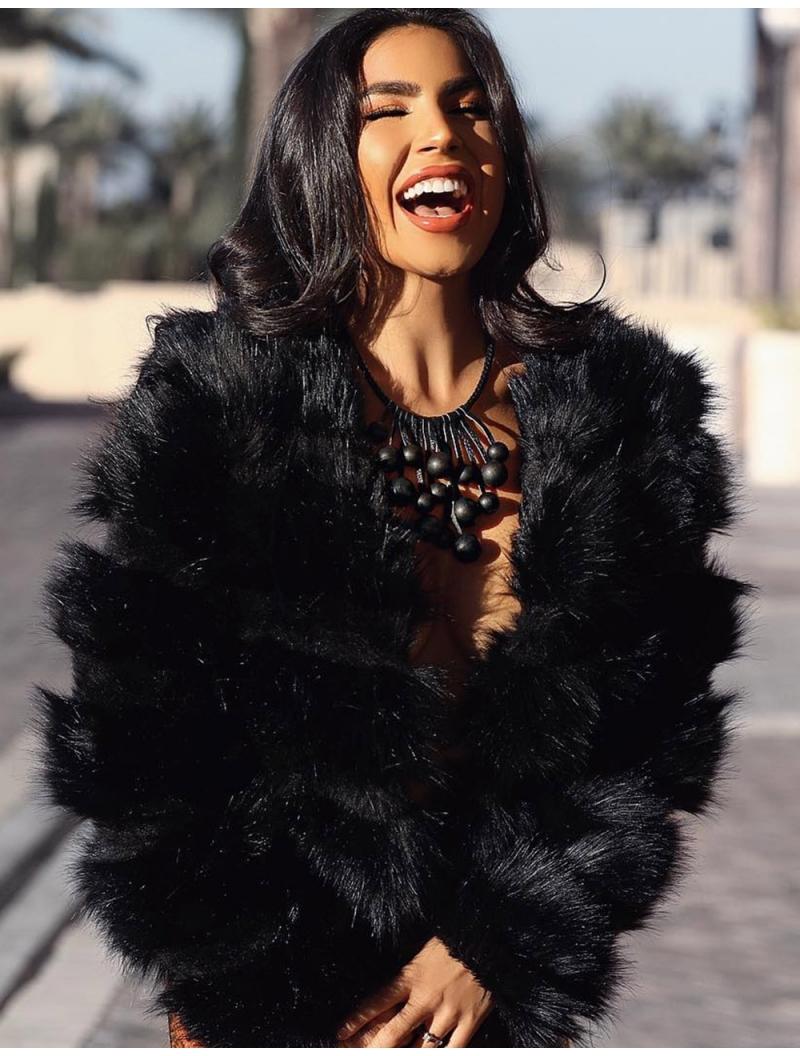 black bubble fur coat