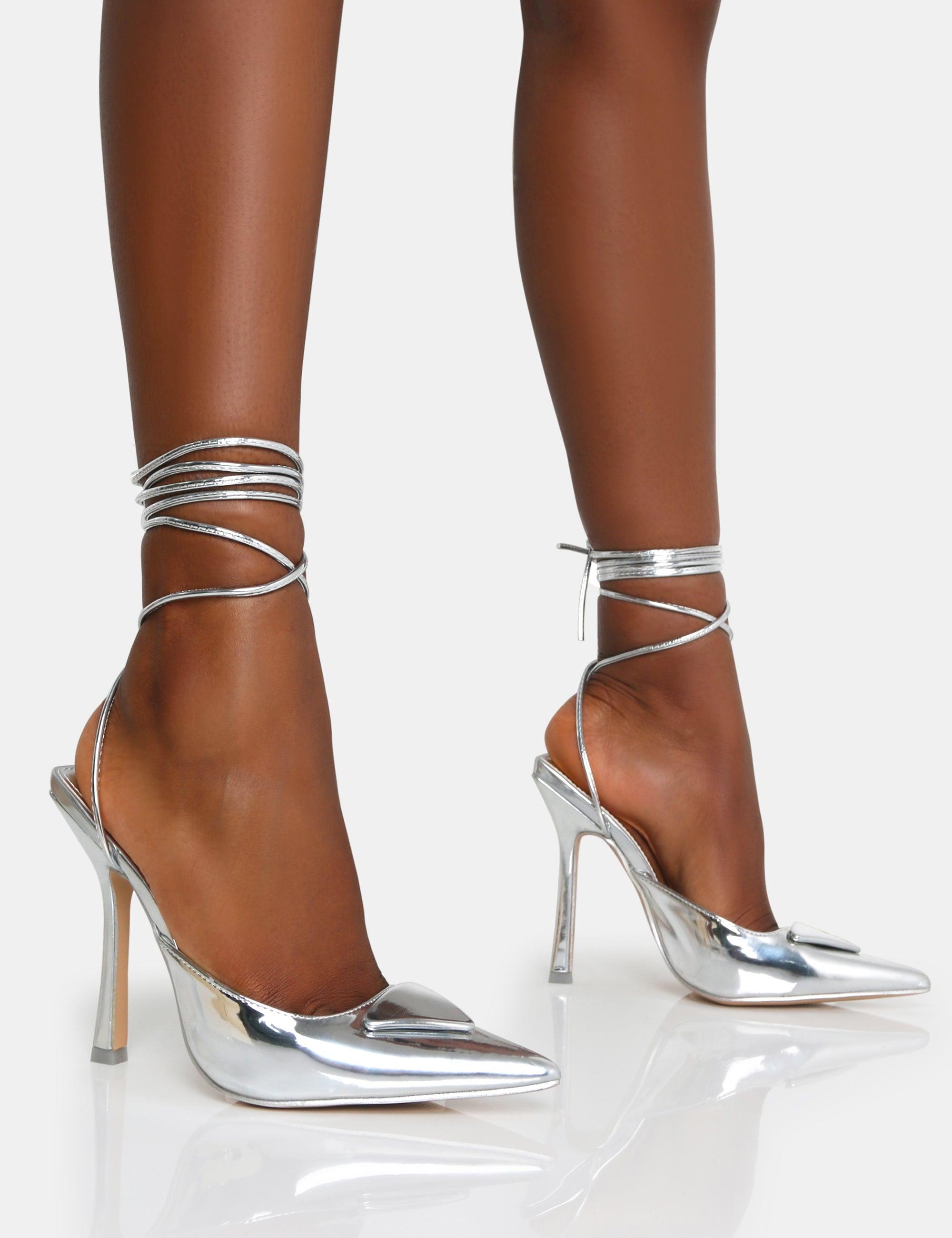 Misspap Diamante Pointed High Heels | Boohoo UK