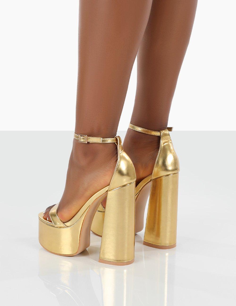 gold chunky platform heels