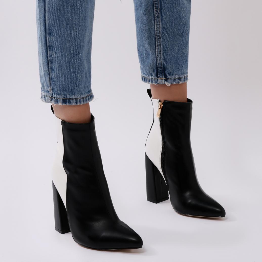 Two-tone Ankle Boots In Black And White 