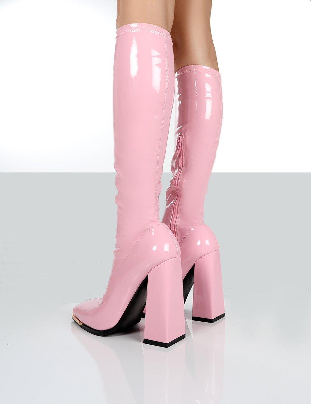 pink pu boots