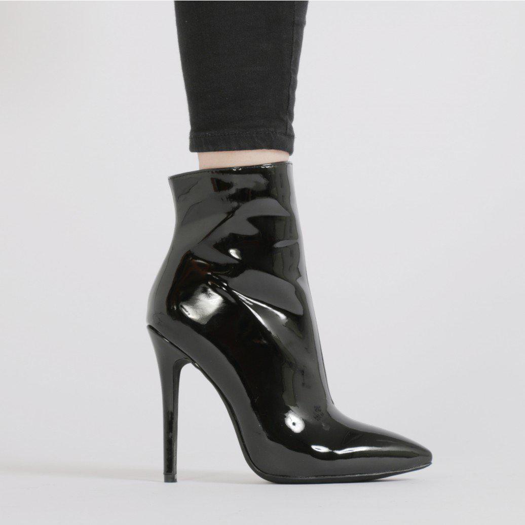 high shine ankle boots