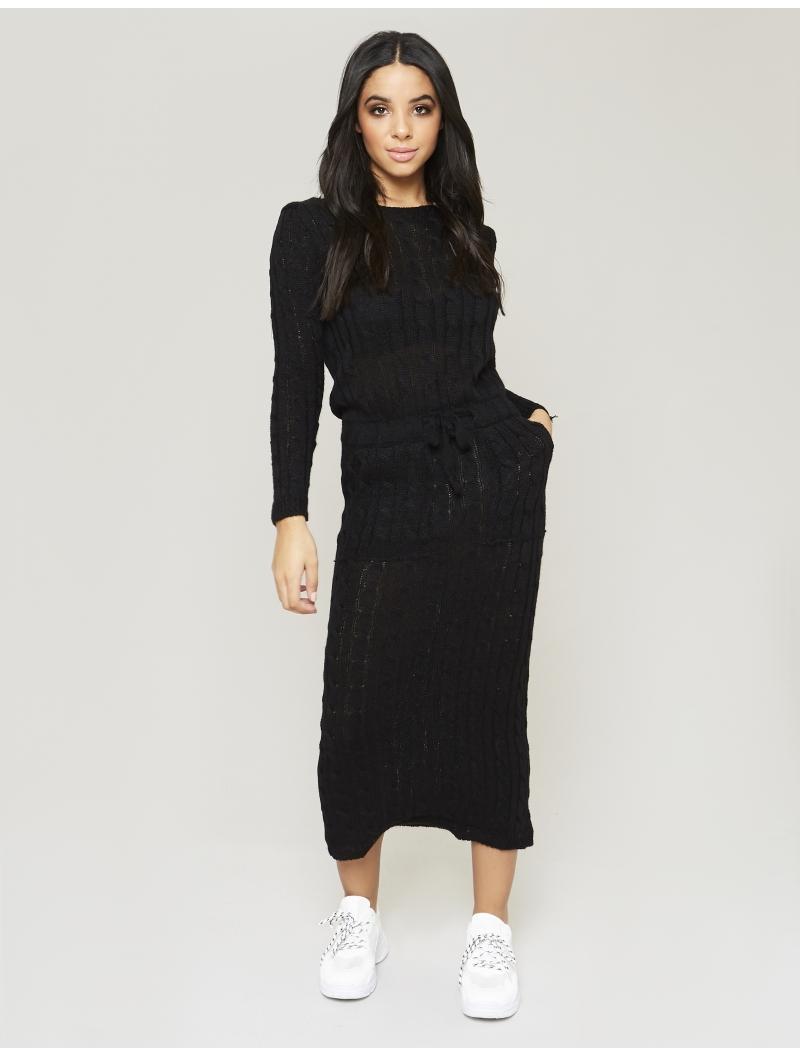 black midi jumper dress