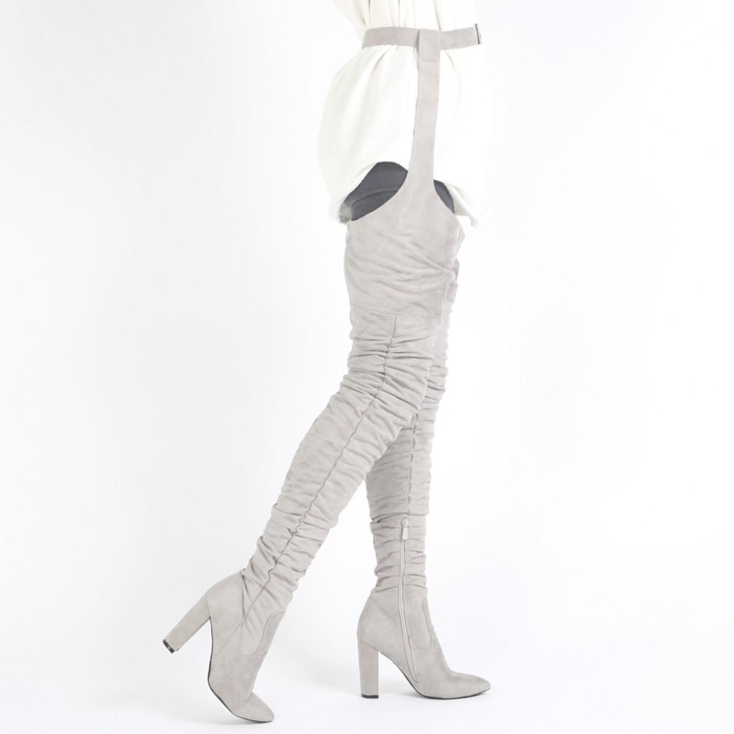 light grey over knee boots