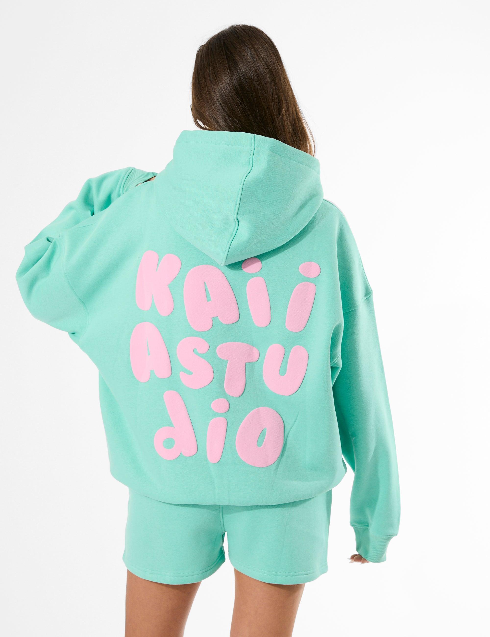 Public Desire Kaiia Bubble Graphic Oversized Hoodie Spearmint