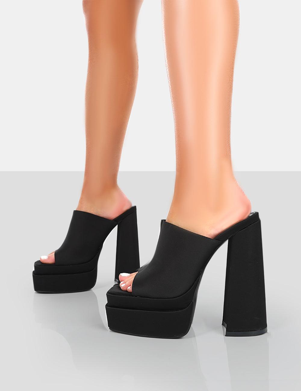 platform high heel mules
