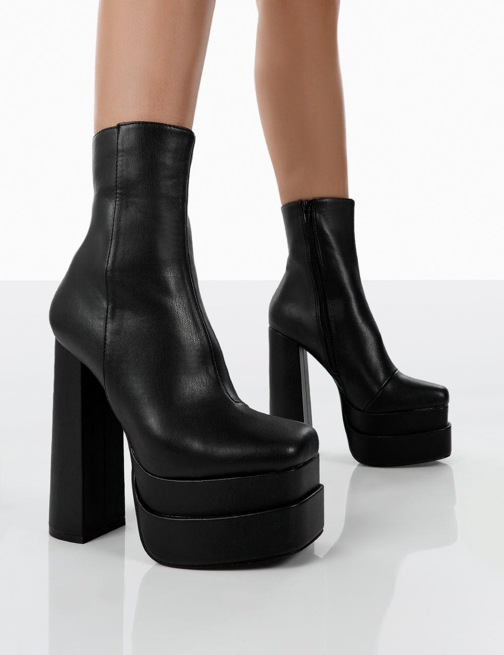 platform boot heels black