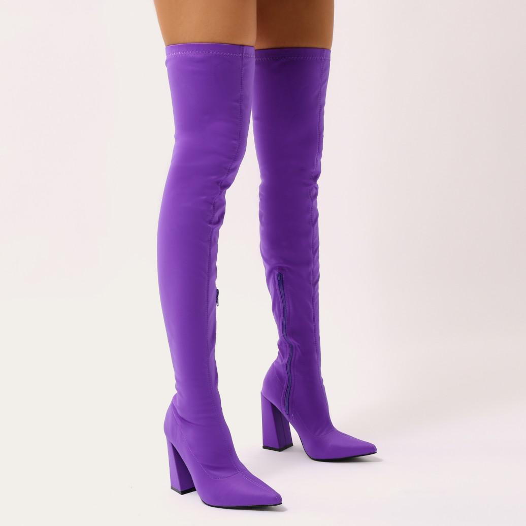 Public Desire Synthetic Swoon Sock Fit Pointed Toe Over The Knee Boots ...