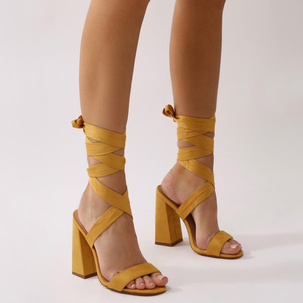 mustard low heel sandals