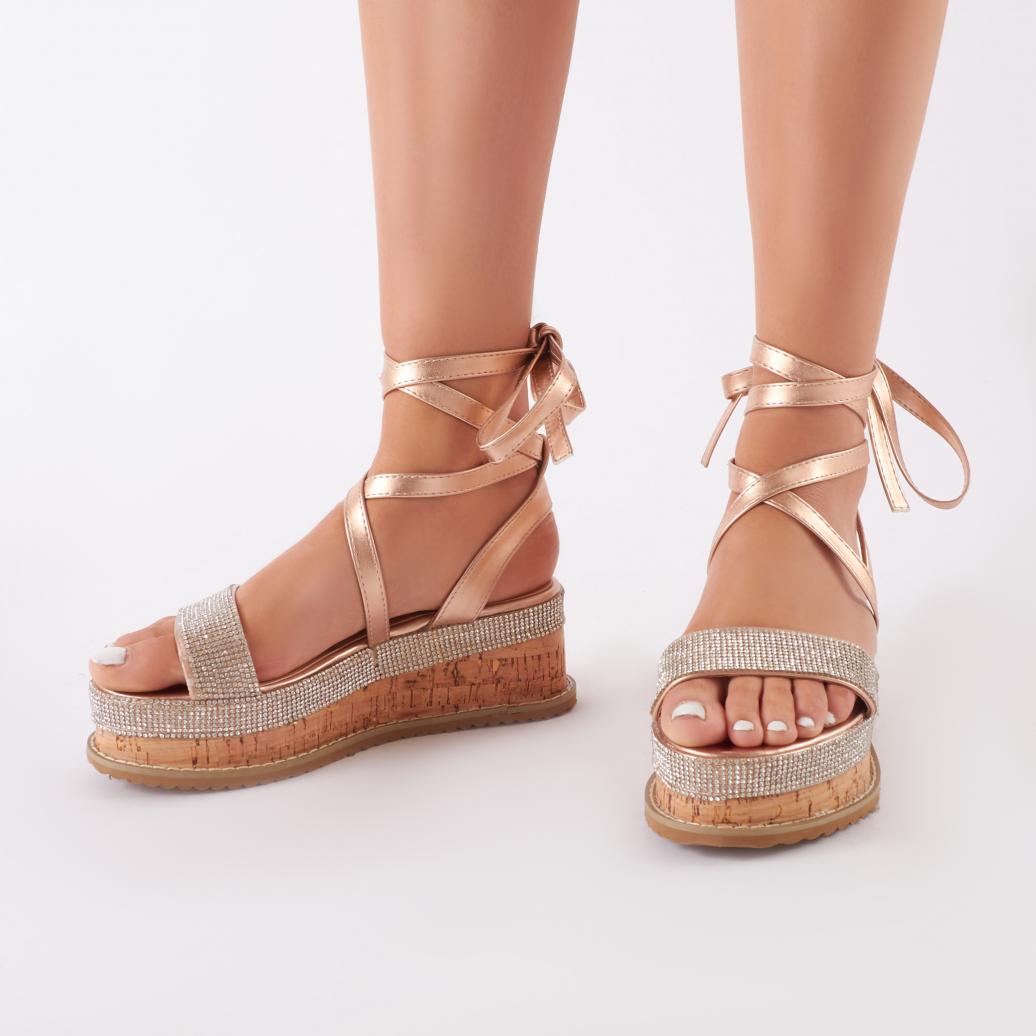 diamante flatform sandals