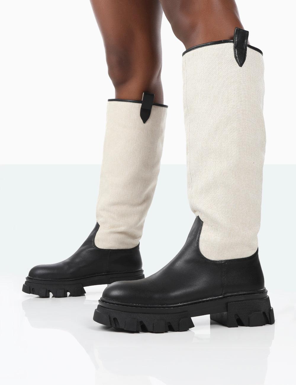 Public Desire Genius Black Pu Knee High 