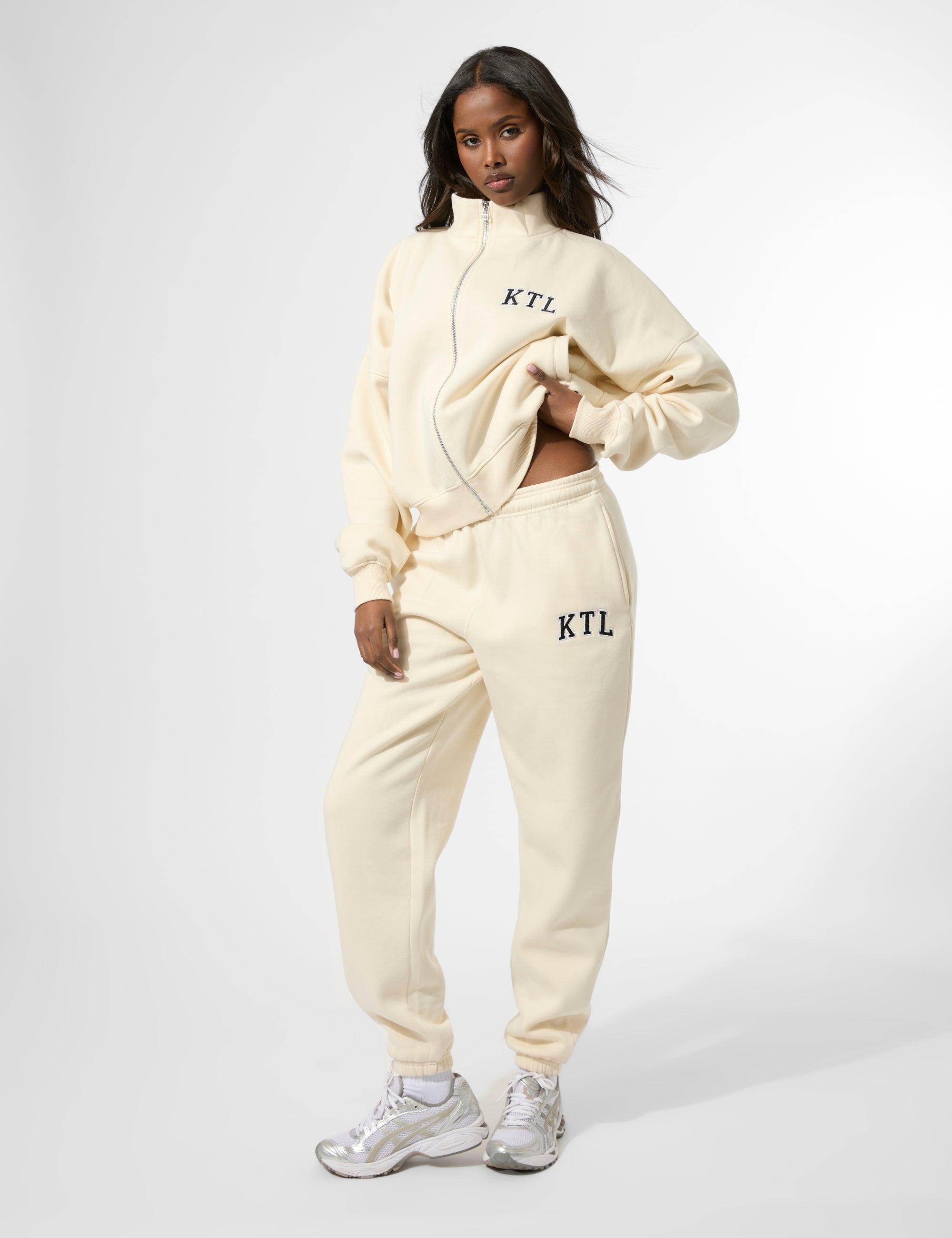 Public Desire Kaiia Ktl Logo Cuffed Joggers Buttercream in Natural
