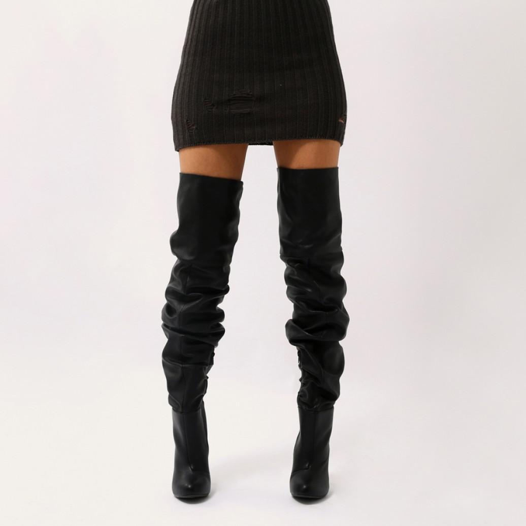 over the knee slouch flat boots