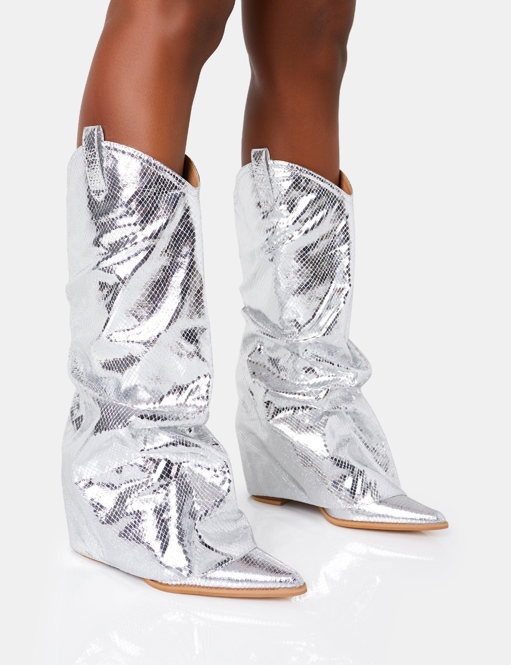 Silver on sale metallic booties