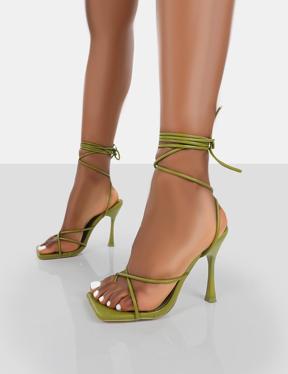 Olive Green Block Heels