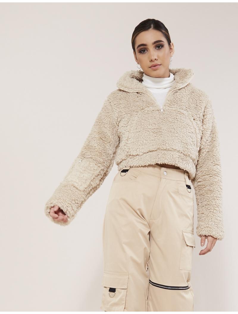 borg cropped jumper