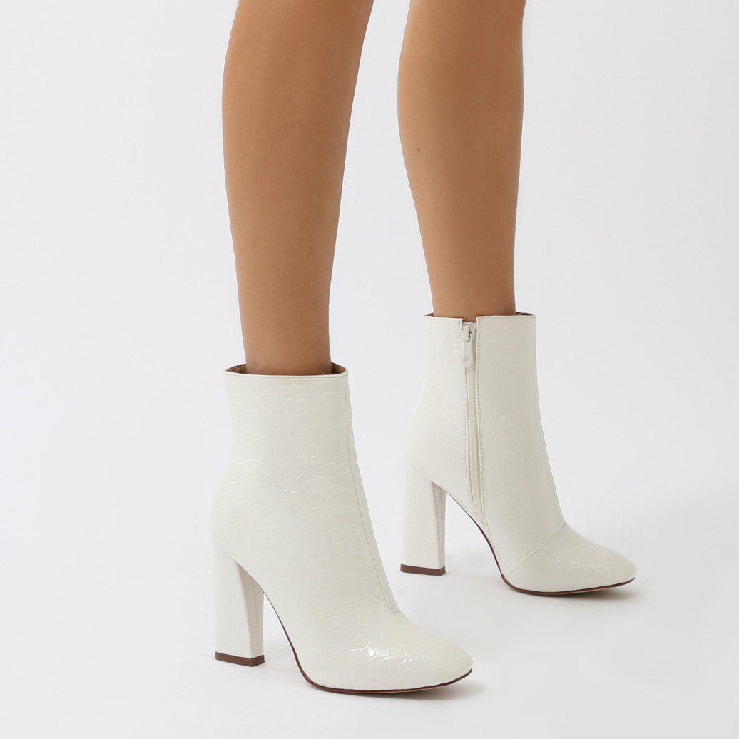 public desire white ankle boots