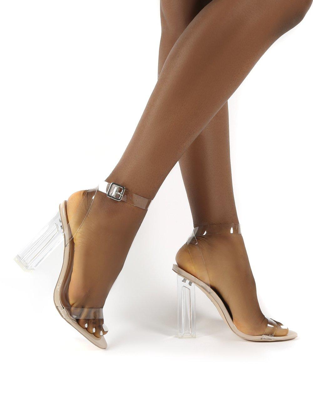 strappy perspex high heels