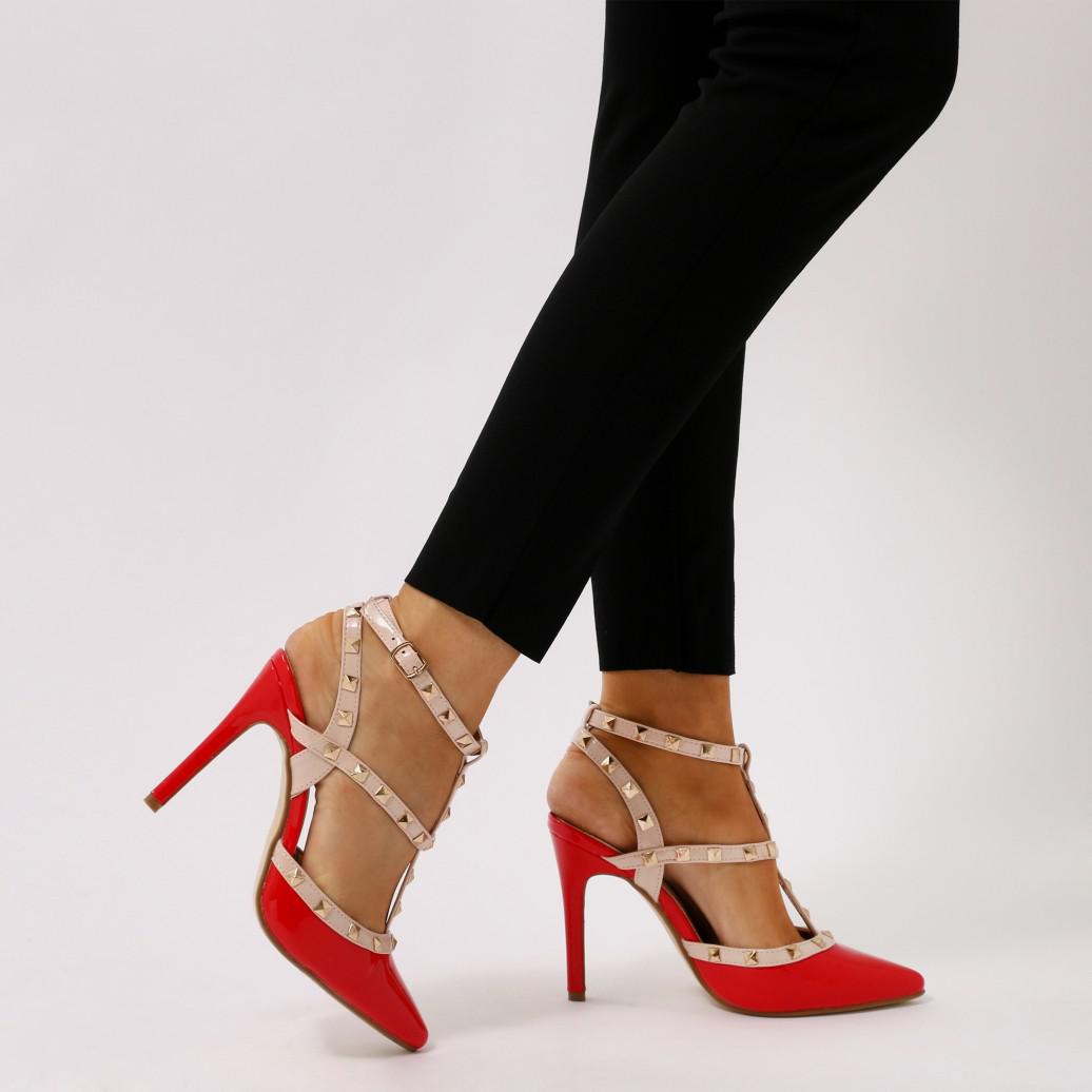 Public Desire Synthetic Ida Studded Stiletto Courts Heels ...