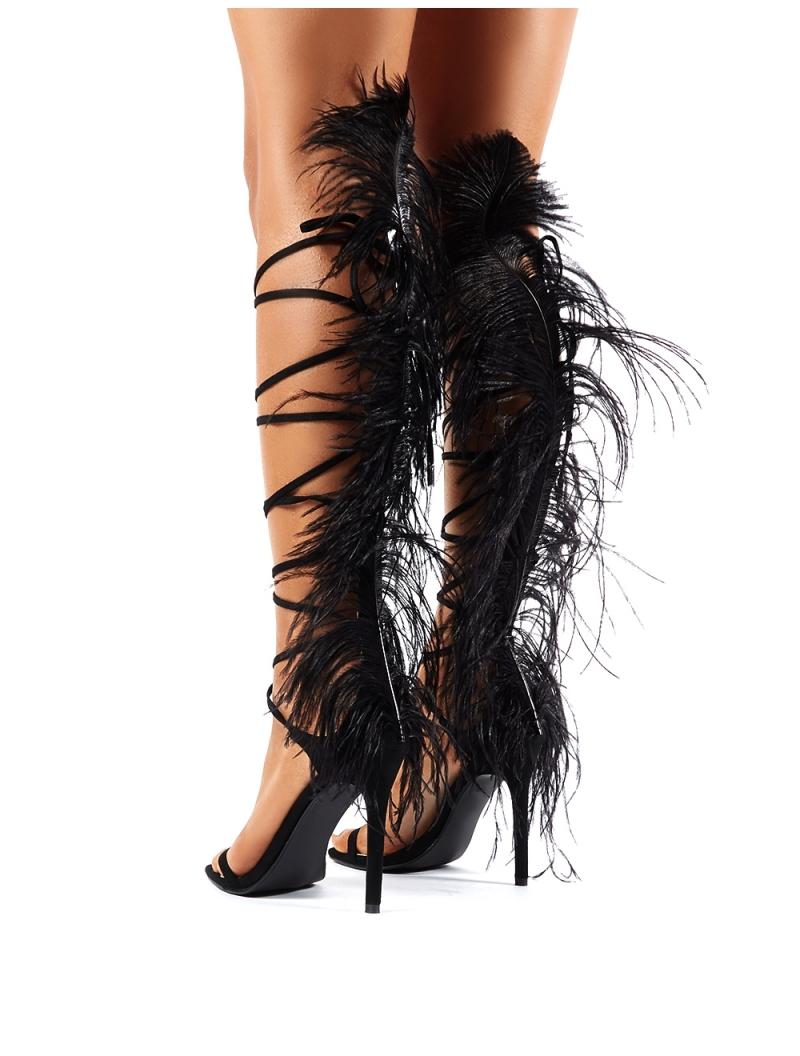 lace up feather heels