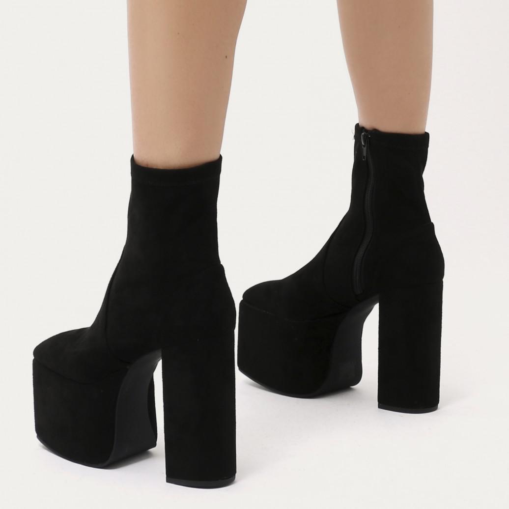 black platform boots suede