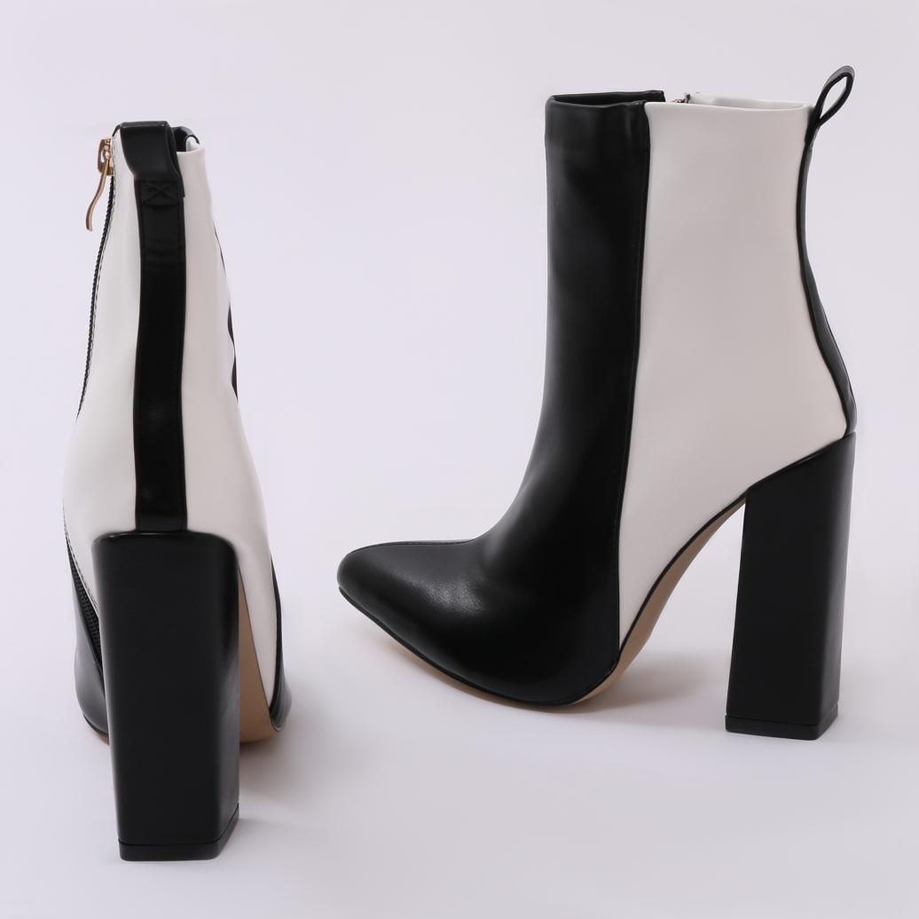 Public Desire Synthetic Mode Two-tone Ankle Boots In Black And White - Lyst