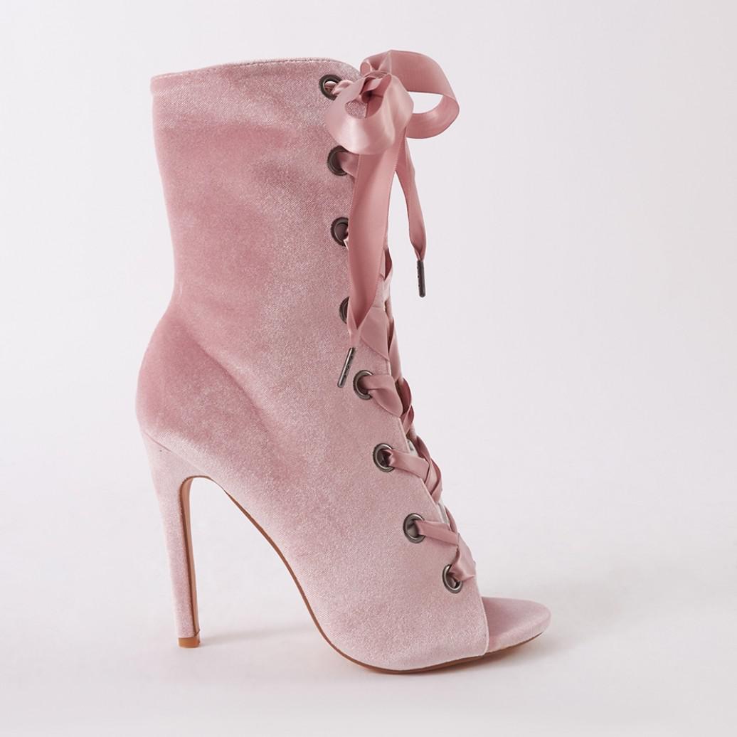 light pink heel boots