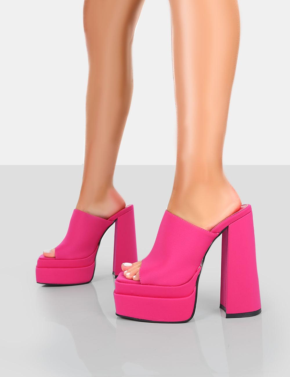 Public Desire Skyhigh Pink Satin Chunky 