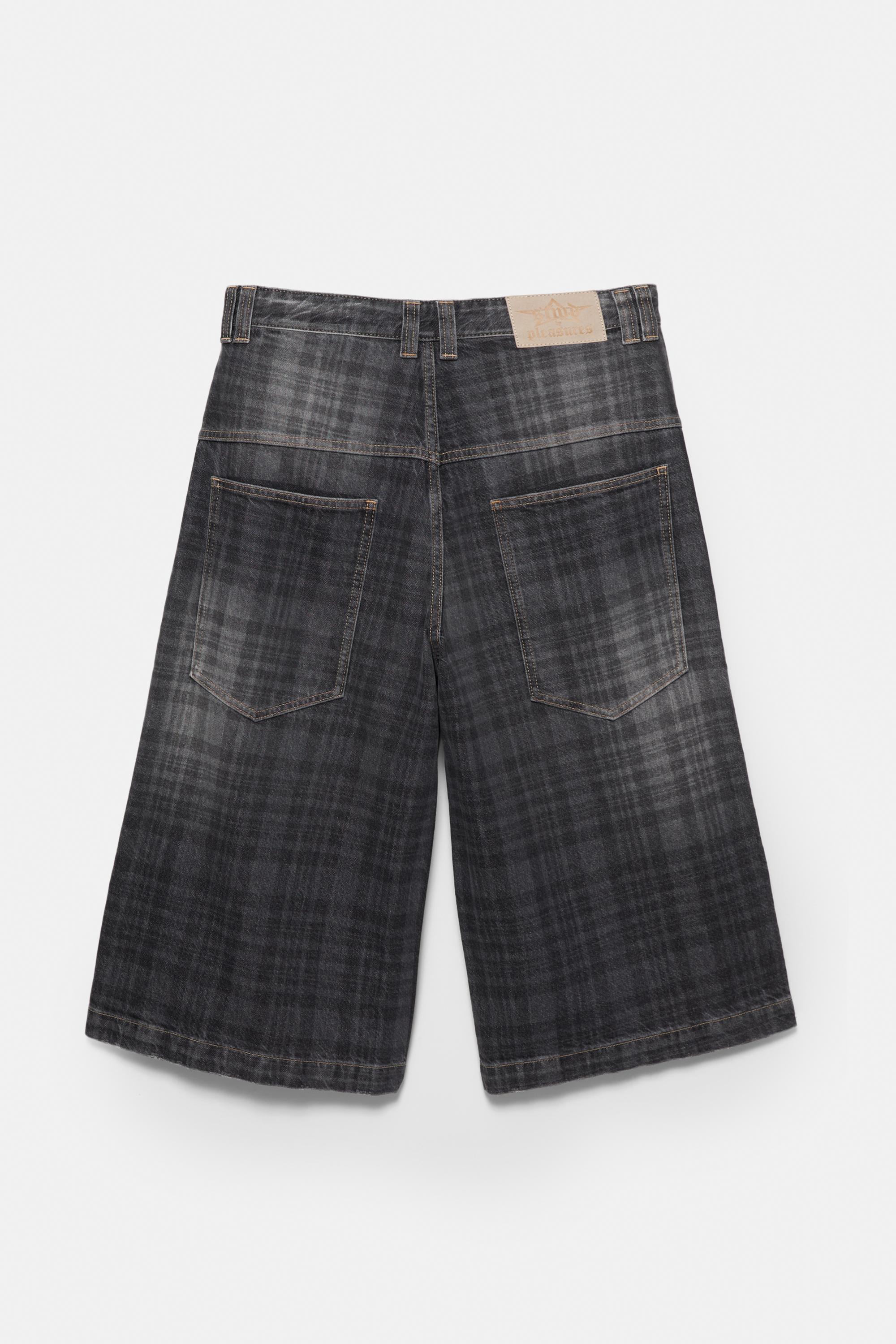 Pull&Bear Stwd By Pleasures Baggy Denim Bermuda Shorts in Grey