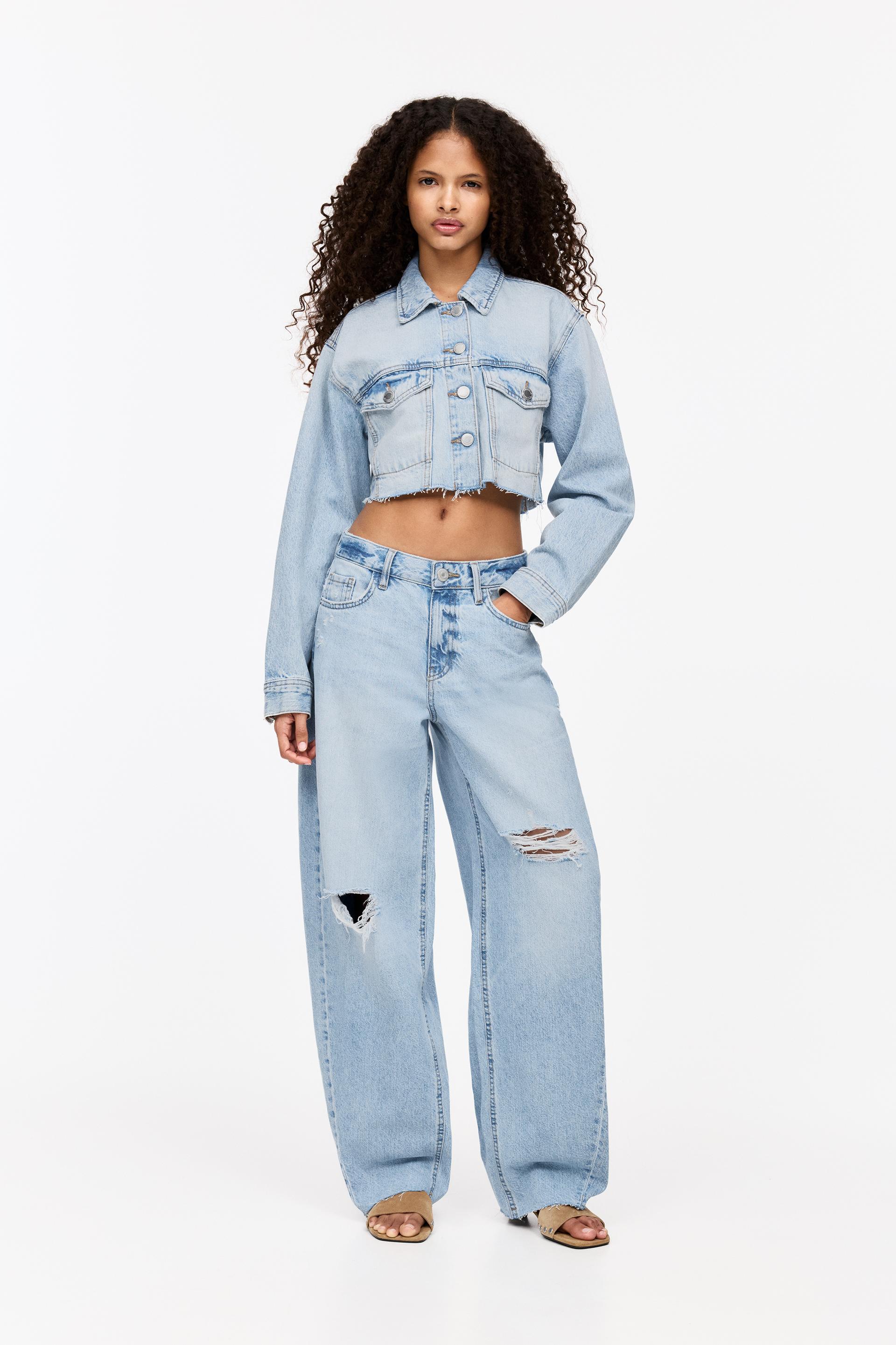 Pull&Bear Ripped Barrel Jeans in Blue Lyst UK