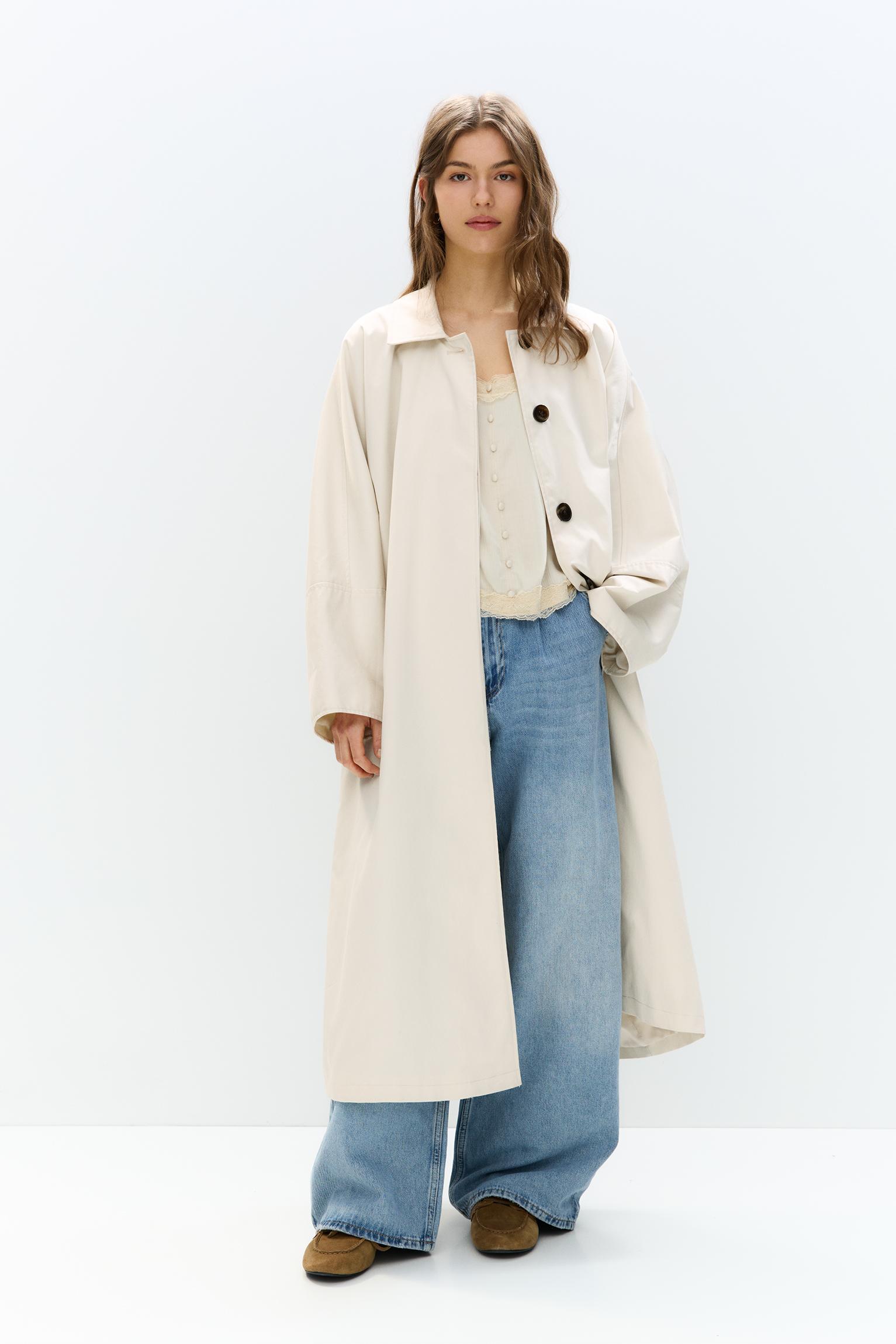 Pull&Bear Oversize Trench Coat With Wide Sleeves in White Lyst UK