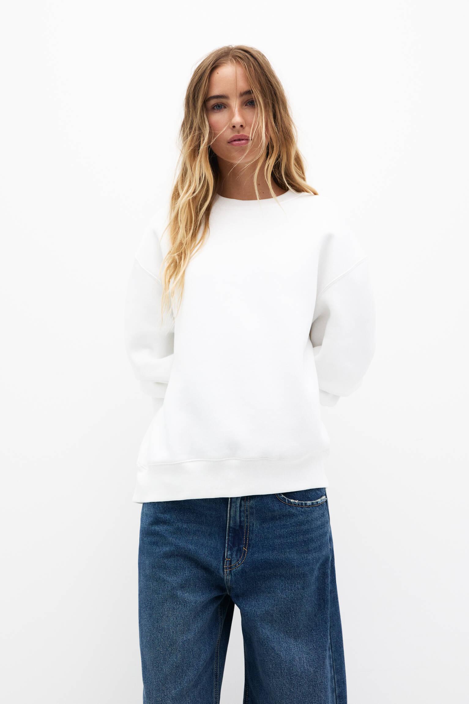 Pull Bear Basic Oversized Sweatshirt in White Lyst UK