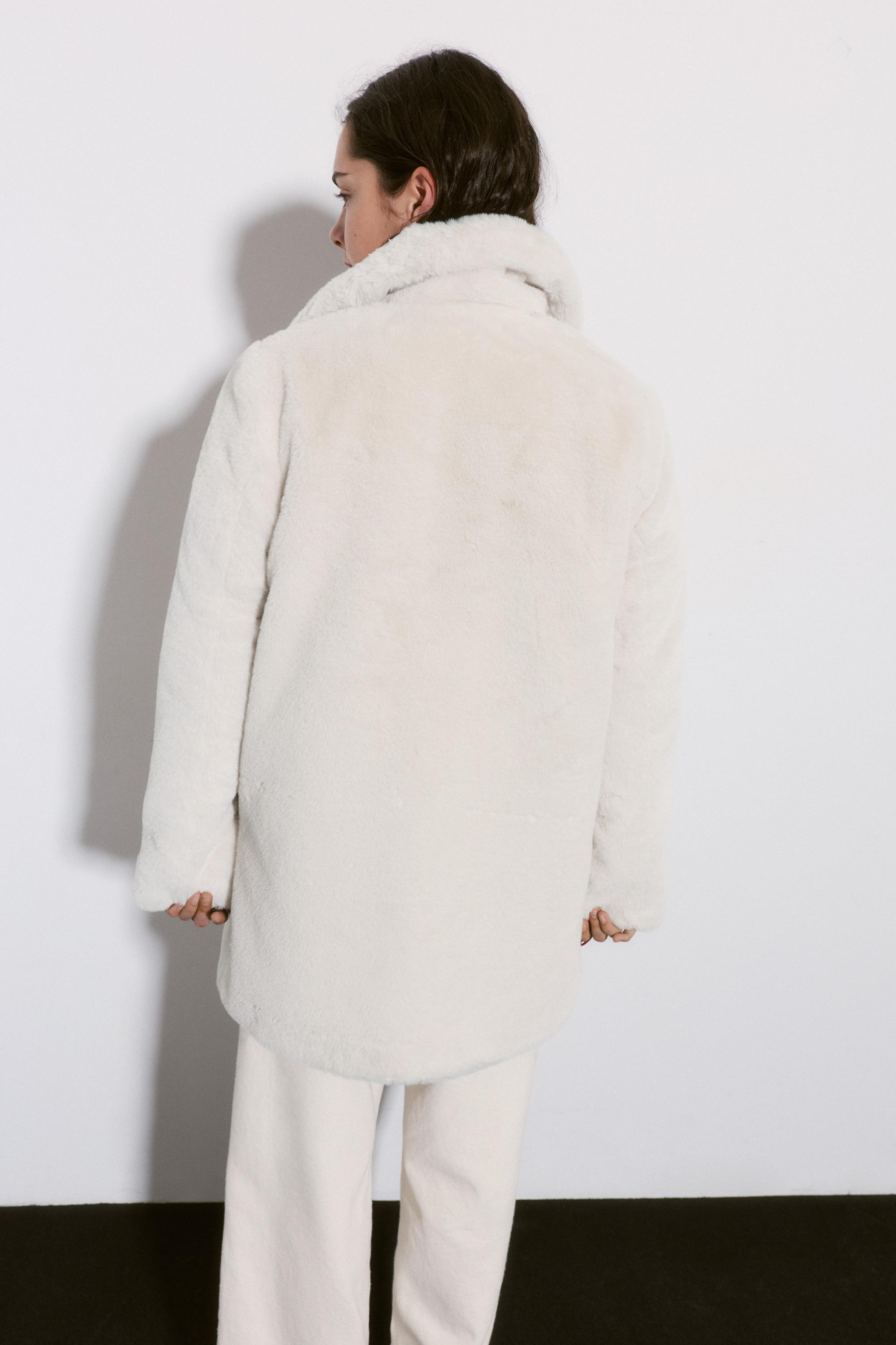 Fur Jacket Teddy Mantel Pull And Bear Fake Fur Mantel Fell Schwarz