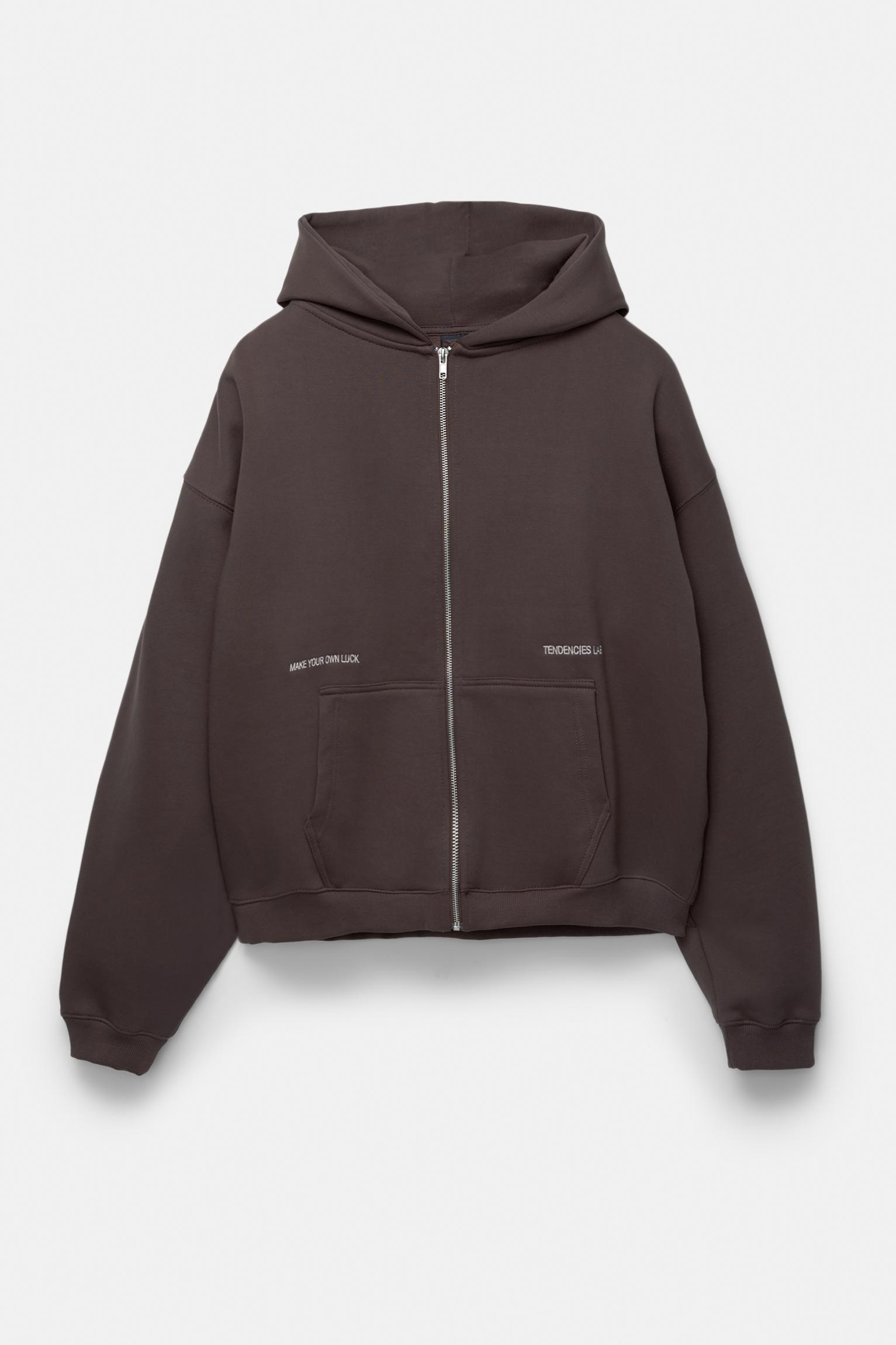 Pull&Bear Hoodie With Zip in Brown for Men Lyst UK