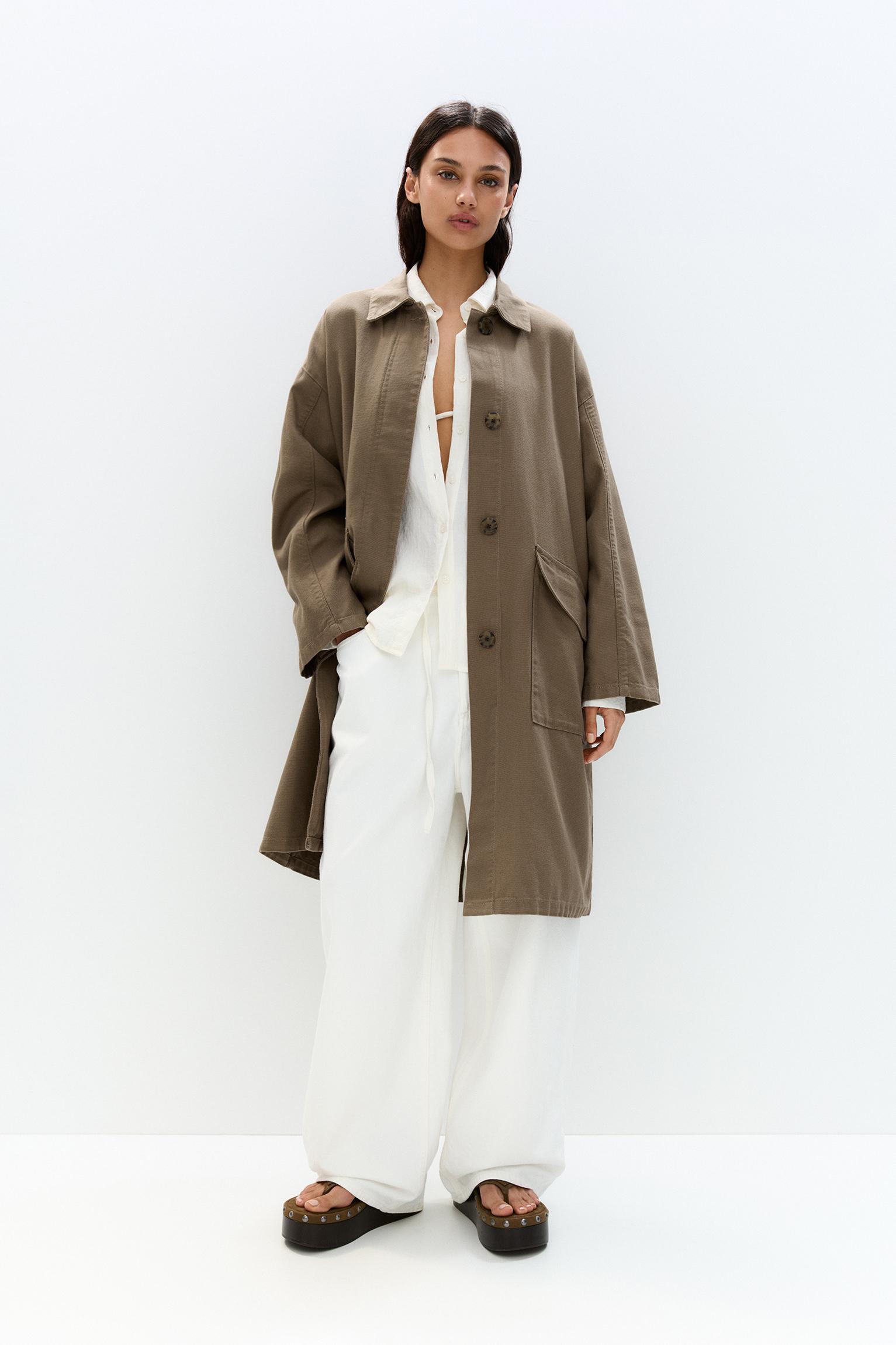 Pull&Bear Oversize Coat With Pockets in White Lyst UK