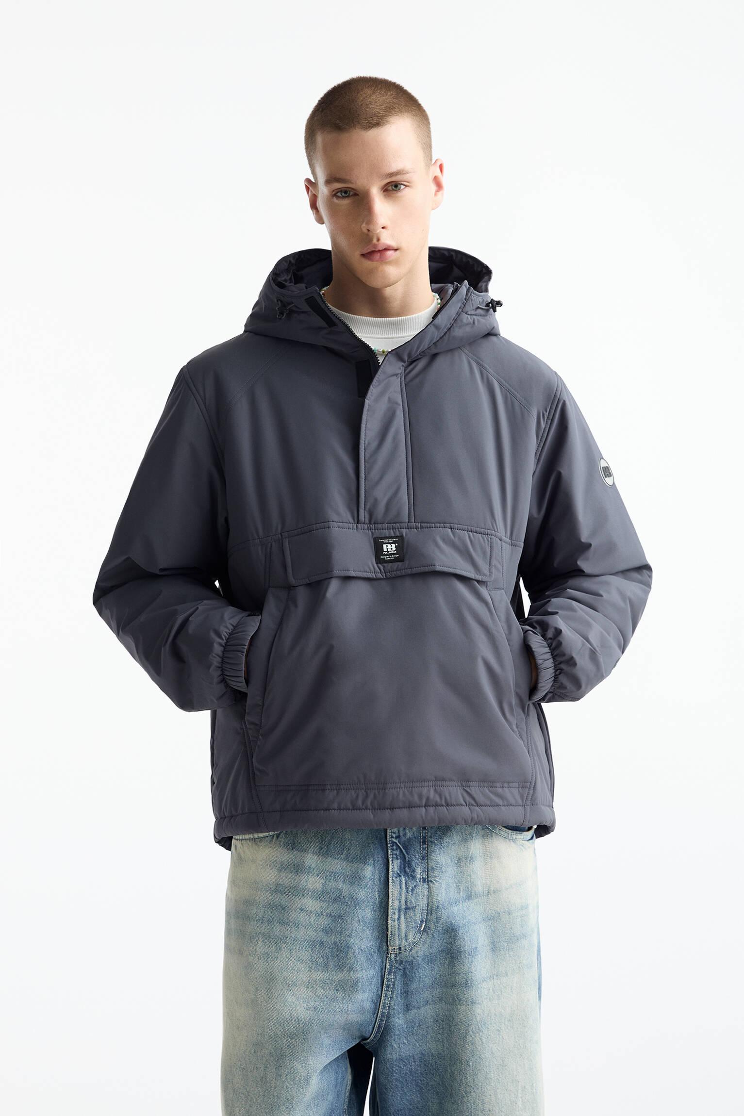 Pull&Bear Jacket With Pouch Pocket And Logo in Blue for Men Lyst UK