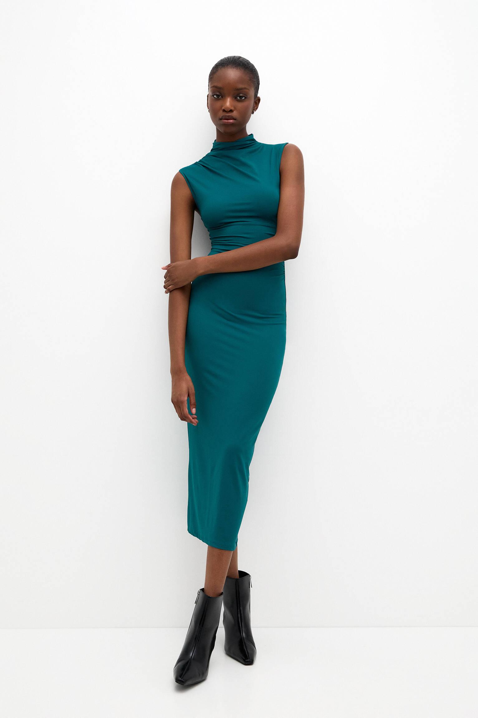 white midi dress ribbed APRIL WHITE KNIT/RAMIE MIDI DRESS – DISSH