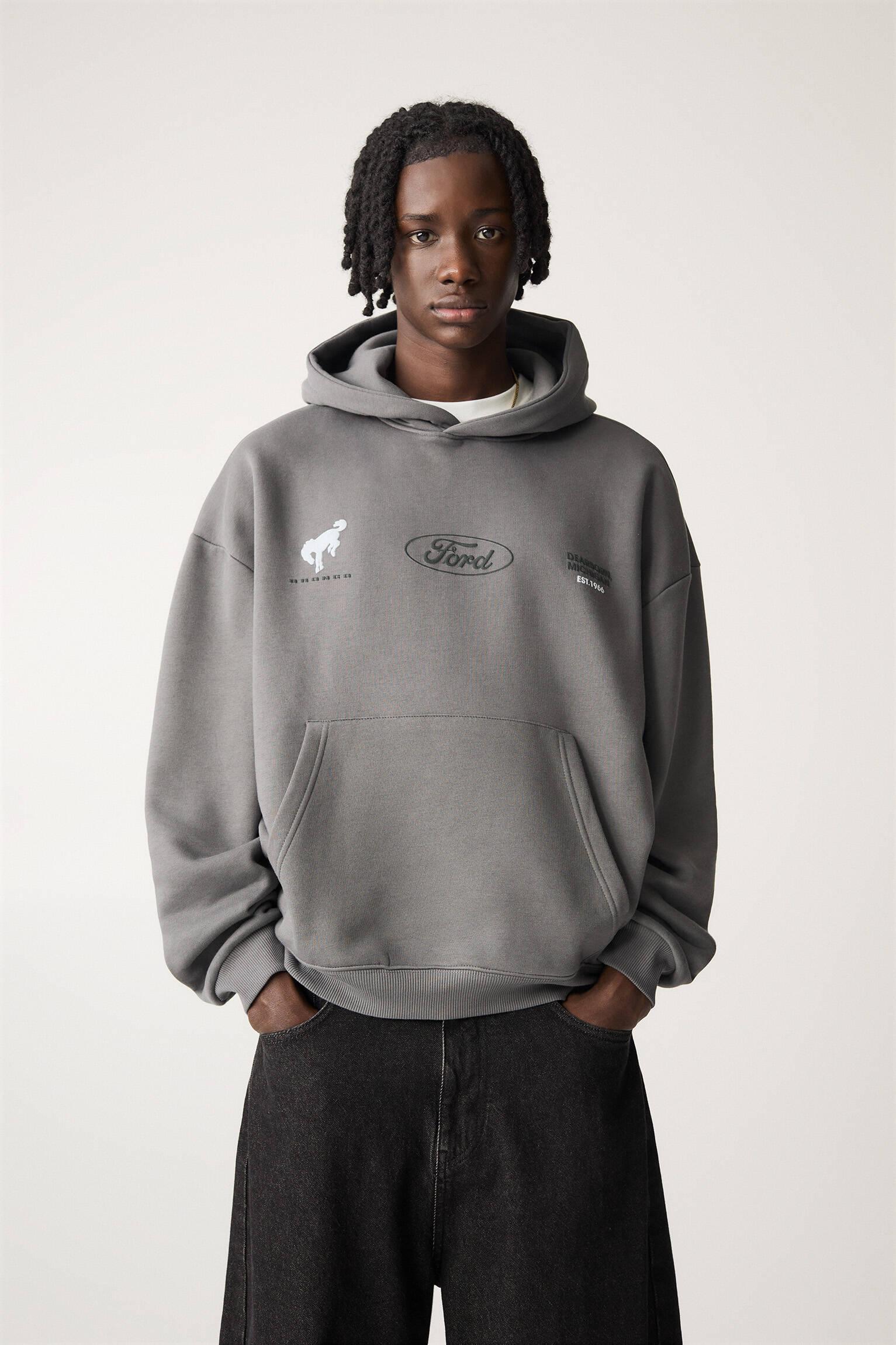 Pull&Bear Ford Hoodie in Grey for Men Lyst UK