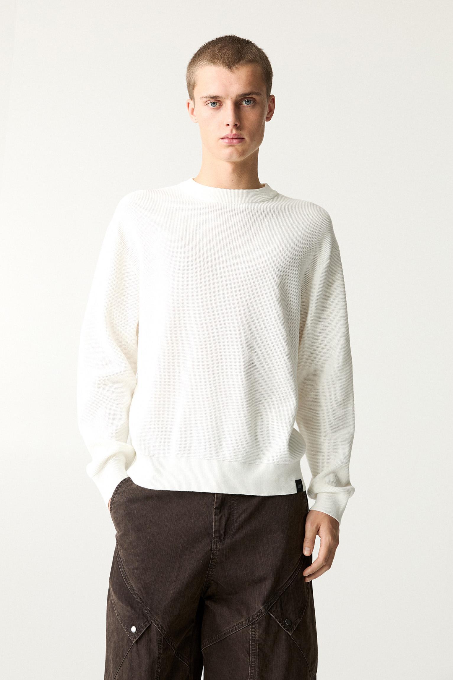 Pull&Bear Waffle-Knit Jumper in White for Men Lyst UK