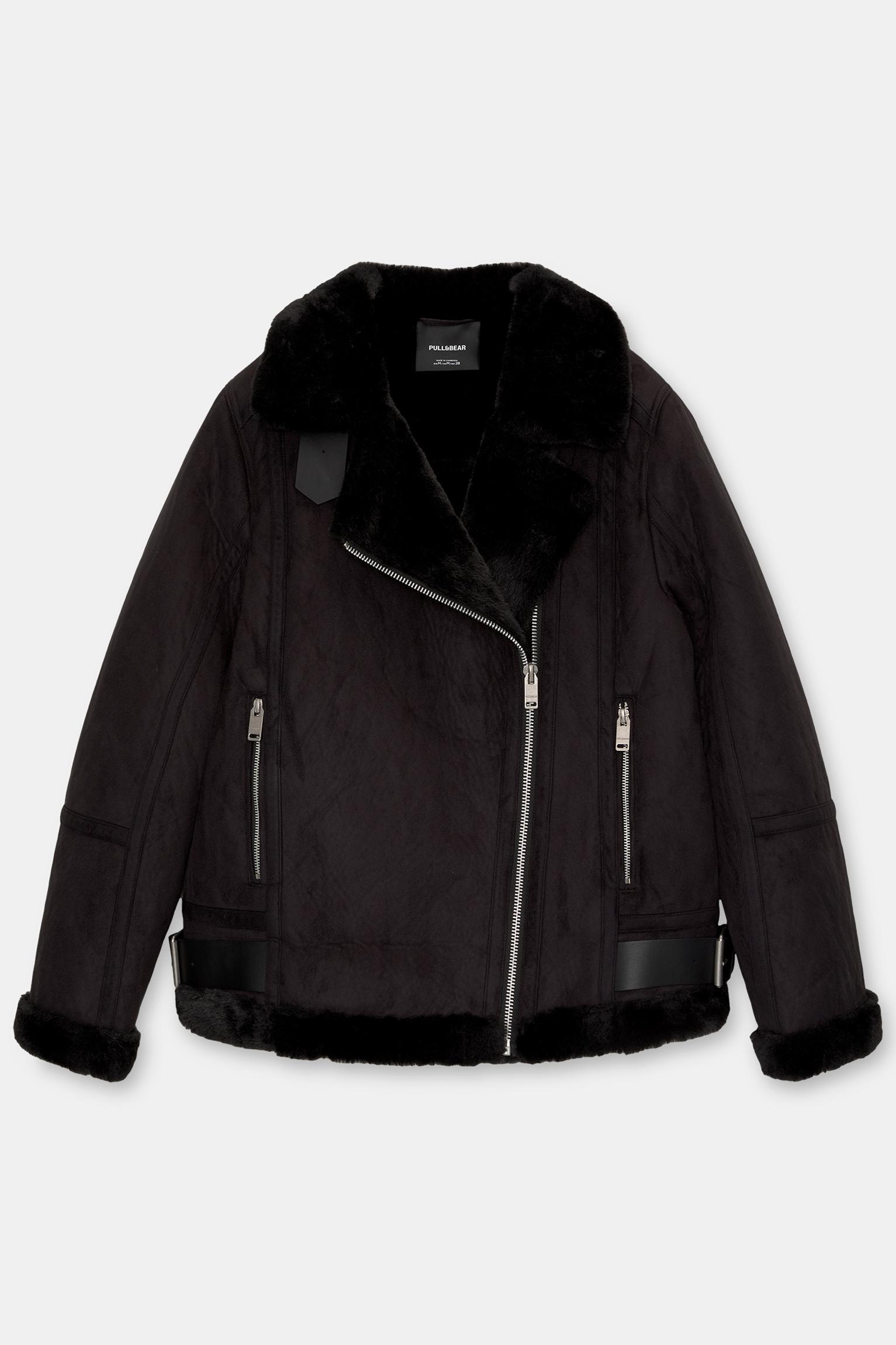 Double Faced Double Fleece Bikerjacke Pull And Bear Double Face